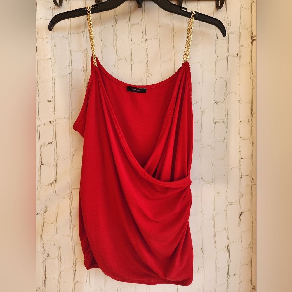 First Love blouse chain strap decor